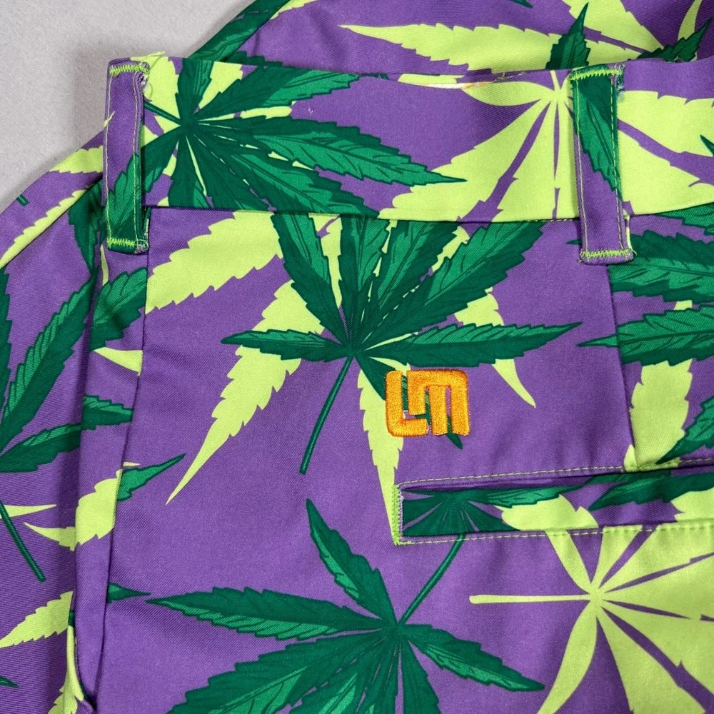 Loudmouth Golf Shorts Mens 38 Purple Haze Weed Leaf Marijuana Print Cannabis